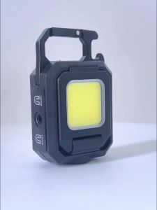 Mini LED Flashlight Keychain Light Double COB Lights USB Rechargeable Work Lights Fishing Lanterna with Magnet Built-in Battery