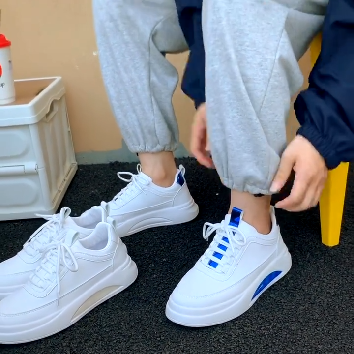 Korean Sneakers For Men Thick Bottom Casual White Shoes Thick Bottom Wearable Height Increasing Shoe
