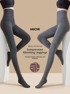 MiiOW | Womens Autumn Spring Thin Cat Person Leggings Pantyhose Footwear External Wear High Pressure Base Layer Grey Slimming Socks