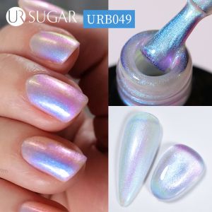 UR SUGAR 7ml Auroras Rubber Base Gel Polish Pearl White Shiny Glitter Soak Off UV LED Nail Gel Varnish