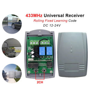 12-24V AC DC Garage Gate Door Receiver 2CH 43392Mhz Remote Control Switch Universal 433MHz Receiver For Multi Brand