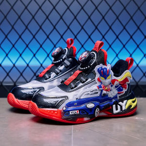 Boys Sports Shoes with Light up Buttons Faux Leather Inner Fleece Windmill Rotation Buckle Glow in the Dark Childrens Footwear