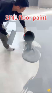 【1200ml With Brush】 DAVOKO 3In1 Epoxy Floor Paint Cement Floor Paint Wear-Resistant Waterproof Molded in one pass Suitable For Warehouse Workshop Outdoor Indoor Garage Office Gym Factory Playground Shopping Mall