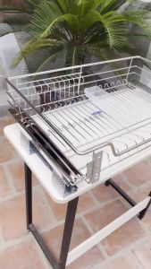 [Chính Hãng] Giá bát đĩa nan tròn inox 304 ray âm giảm chấn cao cấp