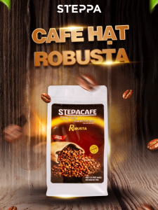 Cà phê hạt rang ROBUSTA sàng 18 rang mộc nguyên chất. STEPPACAFE. Túi 500g