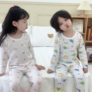 🇲🇾STOCK KL (Shirt+Pants) SET (2-14 Yrs) Kids Baby Bayi Girl Boy Children 100% Cotton Summer Soft Long Sleeve Sleepwear Nightwear Pyjamas Baju Tidur Budak