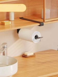 Kitchen Tissue Holder Wall Mounted Roll Paper Hanging Storage Creative Inverted Draw Paper Box Iron Material Storage Organizer