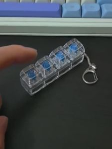 Bandai | Mechanical Keyboard Keychain LED Light Up Fidget Toy 4 Switches Clicky Sound Stress Relief Keyring Cool Gamer Gift…………