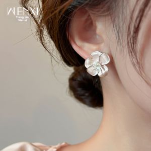 WENXI | Unique Pink Flower Earrings