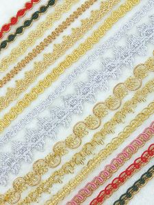 Handmade Embroidery Gold And Silver Thread Braid Weaving Flower Edge Childrens Clothes Pleating Auxiliary Materials Ethnic Handmade Binding Ribbon