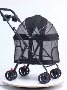 【ฤดูร้อน🔥】รถเข็นแมว ผ้าตาข่ายเต็มผืน ระบายอากาศดี พับได้ด้วยปุ่มเดียว รถเข็นสุนัข รถเข็นพับได้ รถเข็นสัตว์เลี้ยง รถเข็น ถเข็นสุนัขและแมว รถเข็นสัตว์ 4 ล้อ