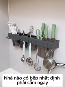 Kệ Treo Đồ Bếp Inox Cao Cấp 60cm Dán Tường Không Khoan Gọn Gàng Tiện Lợi