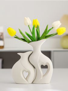 Modern Minimalist Ceramic Flower Vases Living Room TV Cabinet Decorative Accessories Soft Decoration High-End Entry Home Decor