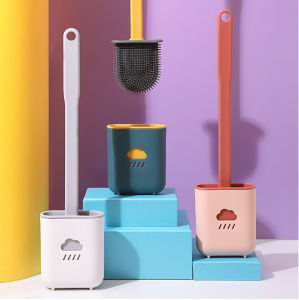 Cây vệ sinh bồn cầu silicon chổi trà bồn cầu có bình chứa xà bông cọ bồn cầu chất liệu silicon
