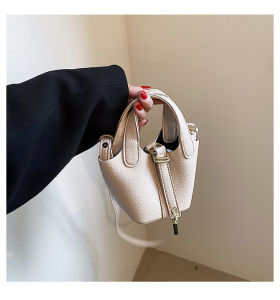 Mini Bucket Bag Womens Crossbody Handbag Popular Lipstick Shape Fashionable Soft PU Leather Casual Shoulder Handbag