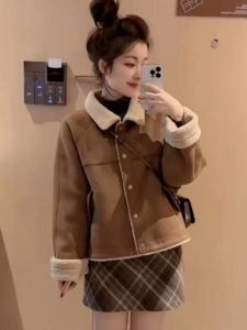Lamb Fur Jacket Womens Leather And Fur Integrated Thick Warm Autumn Winter New Style Small Size Advanced Feel Coat Top