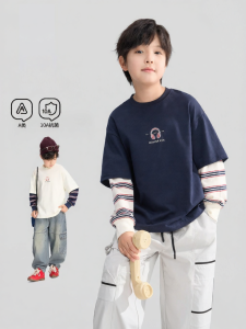 zosee | Boys Cotton Fake Two-piece Long Sleeve T-shirt Spring/Autumn