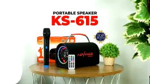 Advance Speaker Bluetooth (Dapat Dihubungkan Ke Mobil)Karaoke Portable Multimedia Speaker Subwoofer System Speaker Motor +Mic Wireless KS615 - Advance KS-615 Speaker Bluetooth Portable 4 inch Free 1 Microphone Wireless ~TFA