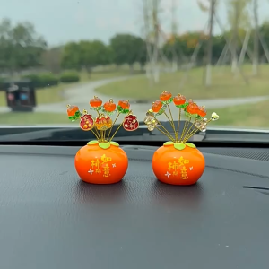 Car interior decoration Money Tree 摇钱树汽车小摆件招财运福袋柿柿如意创意可爱解压车载车内装饰品