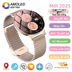Đồng Hồ Thông Minh Nữ Mới 2025 Màn Hình Cảm Ứng Đầy Đủ 1.43 Inch Thể Thao Theo Dõi Sức Khỏe Gọi Bluetooth Màn Hình AMOLED
