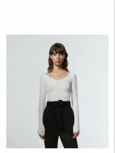 V-Neck Seamless Ribbed Womens Top