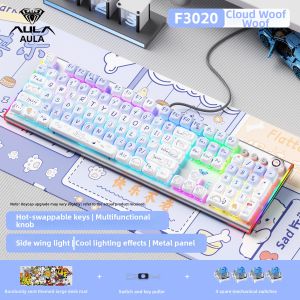 AULA | Bộ Bàn Phím Cơ Có Dây 108 Phím cho Gaming và Văn Phòng
