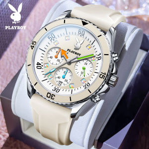 PLAYBOY watch for men original waterproof fashion korean style chronograph luminous calendar silicon strap with gift box