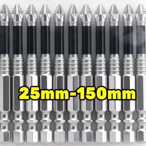 6/5Pcs Non-slip High Magnetic Screwdriver Drill Bit Set K5 Impact Resistant S2 Batch Head Set Hex Shank Alloy Steel Bits 25-150mm