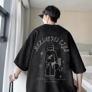 XIBAIYI | Áo Thun Tay Ngắn Suede Kích Cỡ Lớn 300lb
