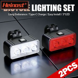 Bicycle Front & Rear Light Set Rechargeable Portable LED Headlight Taillight for Mountain Road Biking Night Riding Accessories