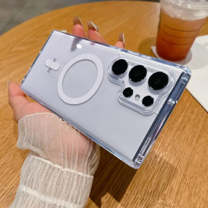 สําหรับMagsafeแม่เหล็กสําหรับSamsung Galaxy S25 S24 S23 S22 Ultra Plus A55 A35 A15 5Gไร้สายชาร์จกันกระแทกฝาครอบ