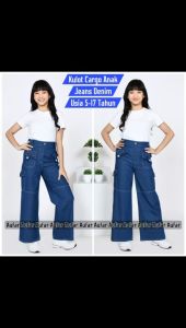 kulot jeans premium anak perempuan cargo kulot jeans usia 5-17 tahun