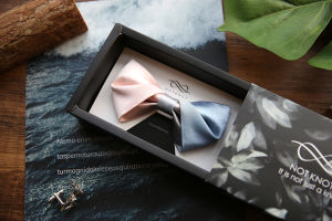 Notknot Original Handmade Mens Wedding Tie British Style Blue Pink Handkerchief Knot Necktie Polyester Fabric Average Width