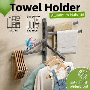 Towel Rack towel holder Towel Bar Coat hangers Swivel Daily Bath Rotating Multi-bar Towel Shelf No Drilling