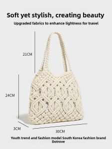 CAPIE&KURI Handmade Hollow out Woven Tote Bag Summer 2025 New Leisure Commuting Vacation Large Capacity Casual Bohemian Style