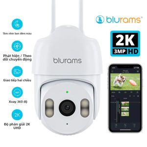 Camera An Ninh Gia Đình Blurams 2K 2.4G Wi-Fi Ngoài Trời 360 Độ °   PTZ Với Tính Năng Theo Dõi Chuyển Động Tầm Nhìn Ban Đêm Màu Sắc Nói Chuyện Hai Chiều Màu Trắng
