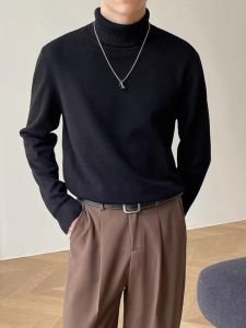 เสื้อโค้ทขนสัตว์หนาสำหรับผู้ชายในฤดูหนาว เสื้อคลุมกันหนาวแบบยาวปานกลาง ปกสูท กระดุมสองแถว แฟชั่น INS เสื้อคลุมกันหนาว