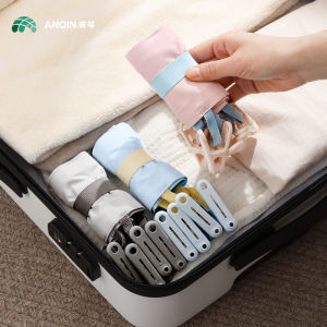 Portable Travel Foldable Clothes Hanger Fabric Laundry Drying Rack Underwear Clamp Multi-Purpose Clothing Storage Organizer