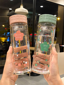 Double Layer Insulated Glass Cup for Office Use Tea Brewing Water Cup with Filter Net Suitable for Men And Women High End Design