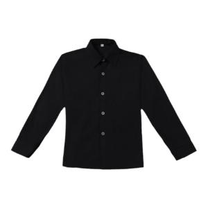 Stylish Little Boys Black Long Sleeve Shirt White Dress Shirt Childrens Spring Autumn Seasonal Performance Outfit Male Kids