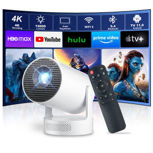 HY300 Salange โปรเจ็คเตอร์ขนาดเล็กมากโปรเจ็คเตอร์พกพารองรับ4K 1080P พร้อม Dual-Band WIFI6 5G 5.0ไร้สายบลูทูธแอนดรอยด์11 180 ° หมุนได้