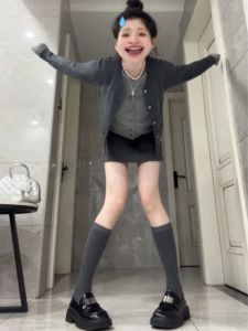 CHANGTONG | Fashionable Winter Outfit Korean Style Unique Super Beautiful Two-Piece Set Top And Half-Skirt Ensemble Stylish Cotton Long Sleeve V-Neck Button-Up