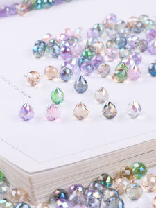 Water Drop Glass Crystal Beads Beaded Loose Beads Pendant Bracelet Necklace Earrings Handicraft DIY Material Ornament Accessories