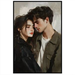 Tranh vẽ tình yêu cặp đôi dễ thương.Tranh treo tường dán tườngsơn dầu tranh trícanvas.CGI-1462