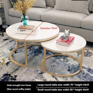 Sevenwood circle combined coffee table for living room simple modern sintered stone tea table with drawer Meja Kopi Ruang Tamu