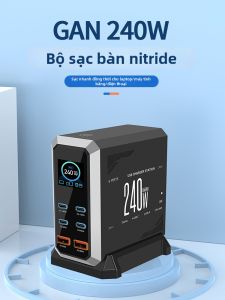 NUOMEIDA | Sạc USB Đa Cổng 200W Hiển Thị Số GaN