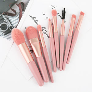 CHIC&CO. 8 Pc Cosmetic Brush Make Up Set for Contour Highlight Nose with Synthetic Fibre Hair Tapered Wood