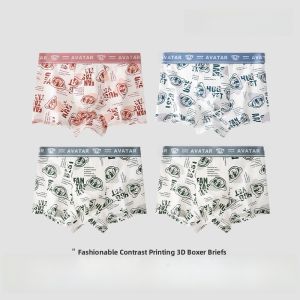 miiow | Pure Cotton Breathable Boxer Shorts For Men Summer Thin Style Comfortable Skin-Friendly Flat Angle Briefs Teenage Youth Cartoon Pattern