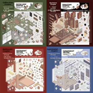 Stress Relief 3D Miniature House Scene Stickers No Cutting Required Decorative Paper Crafts DIY Materials for Scrapbooking