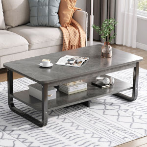【Stainless Steel Frame】2-Tier Modern Wooden Veneer Table Beside Sofa Tea Table Minimalist Desk Multi-functional U-Shaped Support Frame Center Table In Living Room